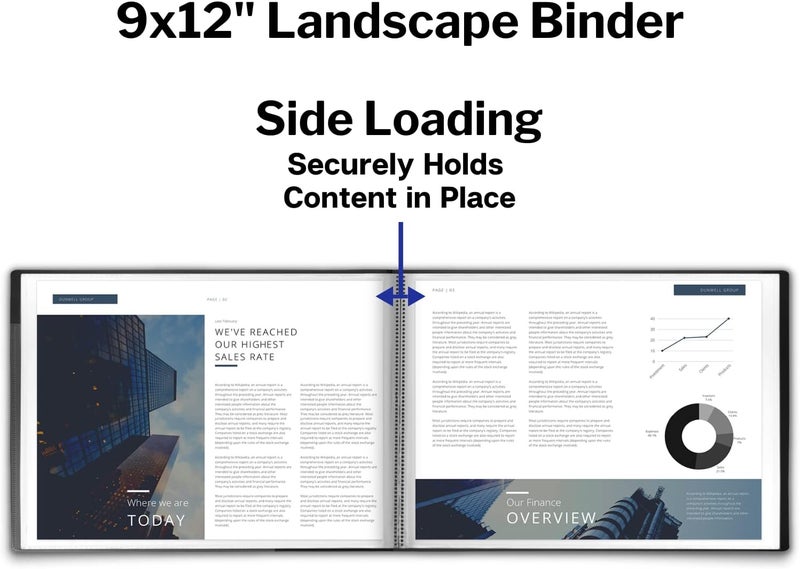 Dunwell Landscape 9x12 Presentation Book, (Black, Horizontal), 24-Pocket Binder with Plastic Sleeves, Displays 48 Pages 9 x 12 or A4 Certificates, Keepsakes, Kids Art, Acid-Free Poly Portfolio Binder - Image 4